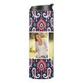 ネイビー&サンゴイカットペイズリーカスタムフォトモノグラム タンブラー (回転左)