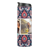 ネイビー&サンゴイカットペイズリーカスタムフォトモノグラム タンブラー (回転右)