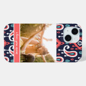 ネイビー&サンゴイカットペイズリー母の日の写真 Case-Mate iPhoneケース (裏面 (横))