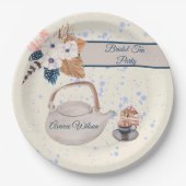 ネイビー&サンゴブライダル茶パーティーシャワー ペーパープレート (正面)