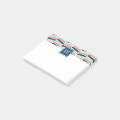 ネイビー、サンゴ、アクアヘリンボーンモノグラム ポストイット (アングル)