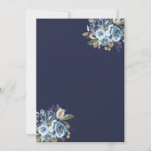 ネイビー シャンパン 花のウェディングシャワー 招待状 (裏面)