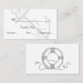 ネイビー&シルバーいかりビーチ結婚式座席表 プレイスカード (正面/裏面)