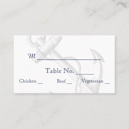 ネイビー&シルバーいかりビーチ結婚式座席表 プレイスカード (正面)