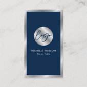 ネイビー&シルバーのロゴ公証人の販売代理店の写真 名刺 (正面)