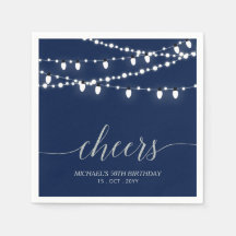 ネイビー&シルバーエレガントライツアダルトバースデーパーティー