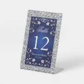 ネイビー、シルバーグレーフローラテーブル番号ペデスタルシグ 台座サイン (正面)