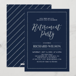 ネイビー&シルバーフレーム |除モダン職パーティー 招待状