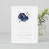 ネイビー&シルバーフローラクインチェニェラ 箔招待状 (立ち正面)