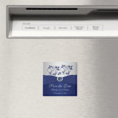 ネイビー・シルバーフローラ結婚式の引き出物磁石 マグネット (インサイチュ (食洗機))