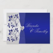 ネイビー&シルバーフローラ結婚式招待状 招待状 (正面)