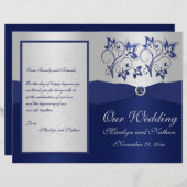 ネイビー&シルバーフローラ結婚式 プログラム (正面/裏面)