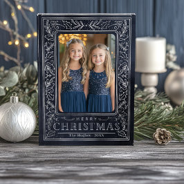 ネイビー&シルバーホリデーポストカード フォトブロック