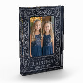 ネイビー&シルバーホリデーポストカード フォトブロック (左)