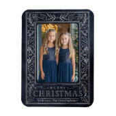 ネイビー&シルバーホリデーポストカード マグネット (縦)