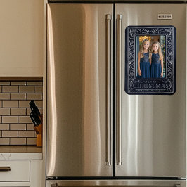 ネイビー&シルバーホリデーポストカード マグネット