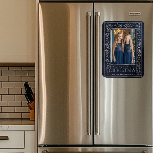 ネイビー&シルバーホリデーポストカード マグネット