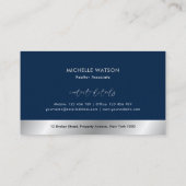 ネイビー&シルバーロモダンゴ実在の不動産公証人写真 名刺 (裏面)