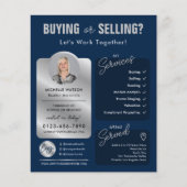 ネイビー&シルバー実在エステートエージェントプロフェッショナルフライヤー チラシ (正面)