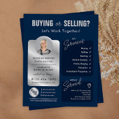 ネイビー&シルバー実在エステートエージェントプロフェッショナルフライヤー チラシ