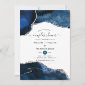 ネイビー&シルバー瑪瑙カップルシャワー招待状 招待状 (正面)