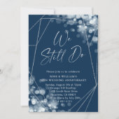 ネイビー&シルバー私たちはまだ50周年を続ける 招待状 (正面)