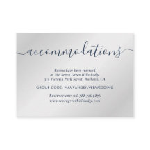 ネイビー&シルバー結婚ズホテルアコモデーションカード