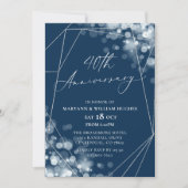 ネイビー&シルバー40結婚周年 招待状 (正面)
