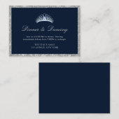 ネイビー&シルバー·キンセアニェラ·ディナー·披露宴 エンクロージャーカード (正面/裏面)