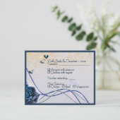 ネイビー シルバー ゴールド 結婚式 RSVP カード (スタンド正面)