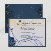 ネイビー シルバー ゴールド 結婚式 RSVP カード (正面/裏面)