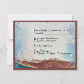 ネイビー シルバー ゴールド 結婚式 RSVP カード