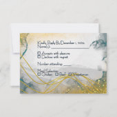 ネイビー シルバー ゴールド 結婚式 RSVP カード (正面)
