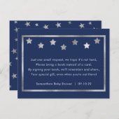 ネイビー シルバー スター 絵本リクエストカード, 赤ちゃんのための本 インビテーションポストカード (正面/裏面)
