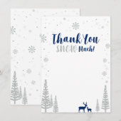 ネイビー & シルバー 冬のワンダーランド感謝カード サンキューカード (正面/裏面)
