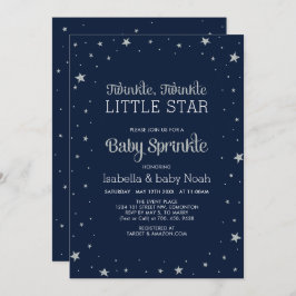 ネイビー&シルバー | Twinkle Little Star Baby Shower 招待状