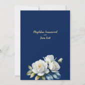 ネイビー&スカイブルーホワイトローズエレガントフローラ結婚 招待状 (裏面)