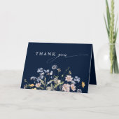 ネイビー スプリング ワイルドフラワー メドー ガーデン ウェディング サンキューカード (正面)