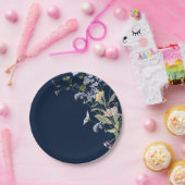 ネイビー スプリング ワイルドフラワー メドー ガーデン ウェディング ペーパープレート (パーティー)
