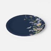 ネイビー スプリング ワイルドフラワー メドー ガーデン ウェディング ペーパープレート (アングル)