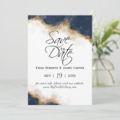 ネイビー セレスチアル セーブ・ザ・デート カード (スタンド正面)