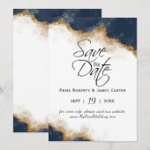 ネイビー セレスチアル セーブ・ザ・デート カード (正面/裏面)