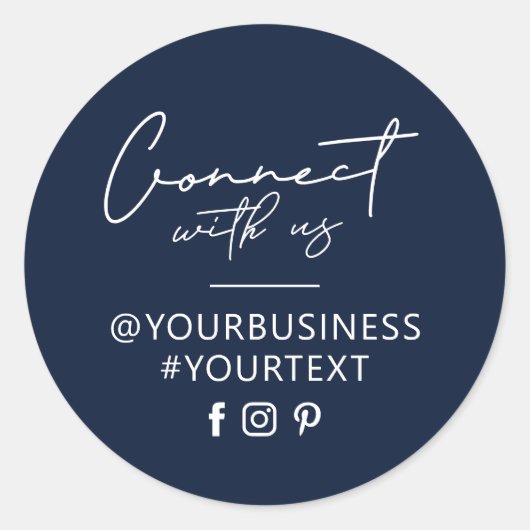 ネイビー |ソーシャルメディアのロゴパッケージ ラウンドシール (正面)