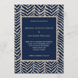 ネイビー&タウペヘリンボーン結婚式招待状 招待状