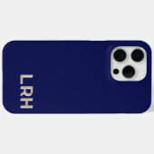 ネイビー タン ミニマリスト モノグラム iPhone カバー (裏面 (横))