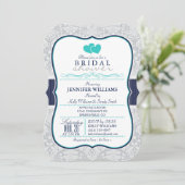 ネイビー,ターコイズ,グレーダマスクブライダルシャワー 招待状 (スタンド正面)