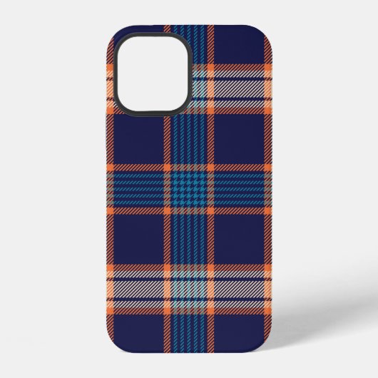 ネイビー タータン 柄 iPhoneケース (裏面)