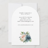 ネイビー&ダスティブルーピンクフローラブライダルシャワーアーク 招待状 (裏面)