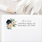 ネイビー&ダスティブルーピンクフローラ2差出人住所 ラベル (インサイチュ)