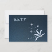 ネイビー&ダスティブルーフラワージオメトリックミール選択 出欠カード (裏面)